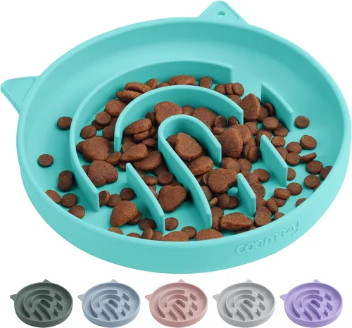 Miniatura 11 de Coomazy Cuencos de silicona de alimentación lenta para perros y gatos, juguete interactivo para mascotas para entrenamiento de alimentos