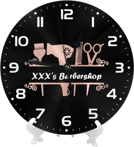Miniatura 2 de Reloj de pared personalizado para peluquería, añade tu texto, reloj de peluquería personalizado para salón de belleza, decoración de reloj de pared