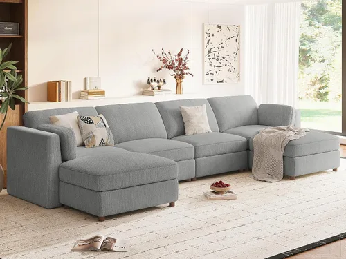 Miniatura 31 de Sofá biplaza extragrande de 83.5 pulgadas, sofás para sala de estar, sofá nube de felpilla de asiento profundo, sofá modular seccional, funda