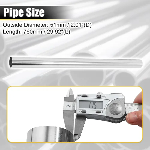 Miniatura 3 de X AUTOHAUX tubo de escape recto de 2" DIÁMETRO EXTERNO 30" de longitud DIY personalizado mandril tubo de escape de 2 pulgadas T304 acero inoxidable