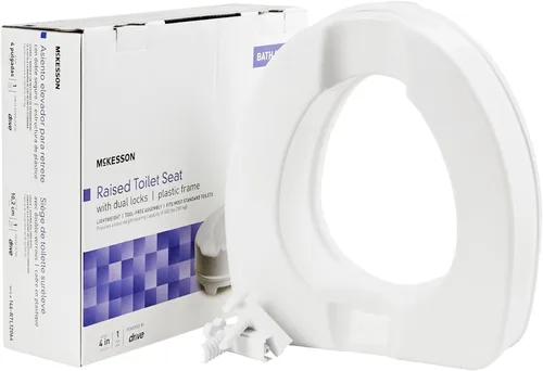 McKesson Asiento de inodoro elevado con doble cerradura, se adapta a la mayoría de inodoros estándar, 4 pulgadas de alto, capacidad de peso de 400