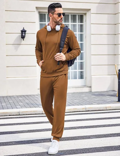 Miniatura 50 de COOFANDY Conjunto deportivo de 2 piezas para hombre, conjunto deportivo casual con capucha