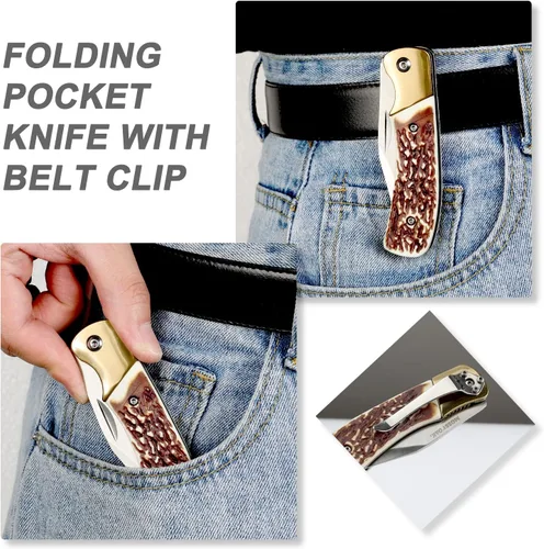 Miniatura 8 de MOSSY OAK Cuchillo Bowie de supervivencia de 15 pulgadas y cuchillo de bolsillo plegable, cuchillo de caza de hoja fija con funda, sacapuntas