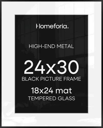 Homeforia - Marco de afiches de 24x30 pulgadas, de alta gama, marco grande para póster de películas con paspartú de 18x24, marcos para impresión,