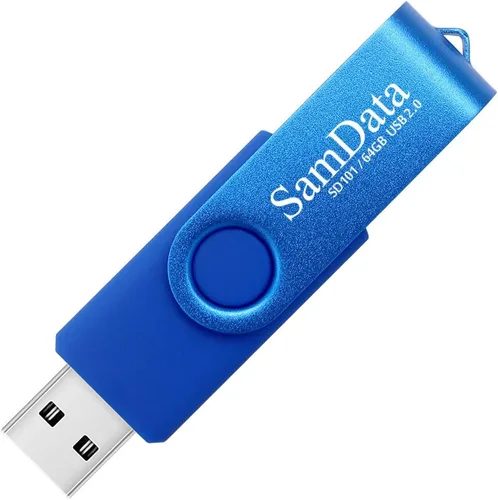 Miniatura 3 de SamData - Memoria USB de 64 GB, 2 unidades, unidad de pulgar con luz LED para almacenamiento y copia de seguridad (2 colores: negro y azul)