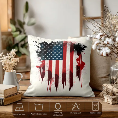 Miniatura 3 de Batmerry American Flag Ink Dot Throw Pillow Covers, Red Blue White Stars Abstract Decorative Pillow Covers Digital Printing Blended for Couch Sofa