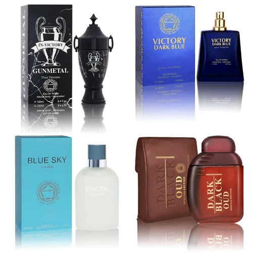 Miniatura 15 de Set de colonia para hombre, EDP, pack de 4 (3.4 oz / 100 mL), Amazing Code Gold, Verse Adonis Blue, AzuraAD, Invincible, Office Clean & Confident