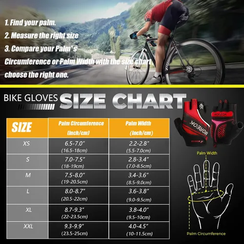 Miniatura 6 de BIKINGMOREOK Guantes de ciclismo, guantes de ciclismo para hombres y mujeres, guantes de ciclismo de montaña de medio dedo, guantes de entrenamiento