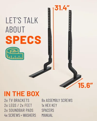 Miniatura 9 de ECHOGEAR Soporte de TV de repuesto premium para pantallas de 55"-86" - Pies en ángulo que proporcionan estabilidad universal para televisores QLED