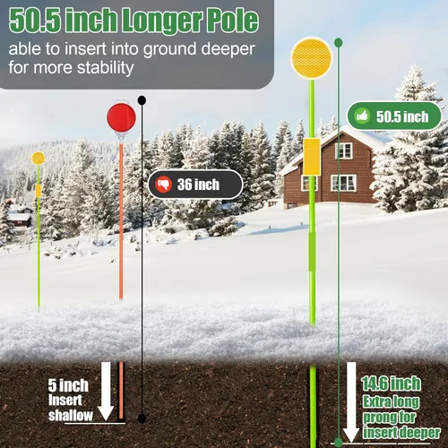 Miniatura 5 de LOMNYIY Marcadores reflectores de entrada, marcadores reflectantes para arado de nieve, poste de fibra de vidrio de 51 pulgadas, reflectores