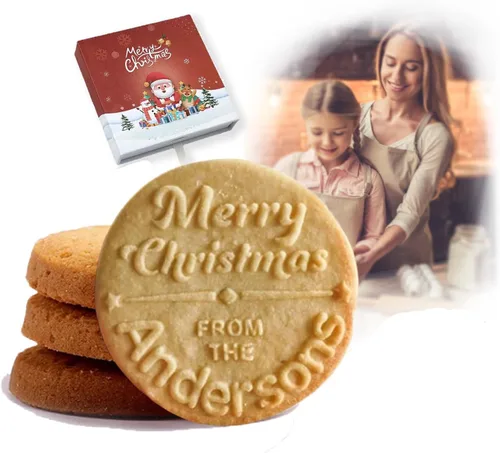 Miniatura 10 de Sello de galletas de Navidad personalizable 2025 con nombre de familia, sorpresa navideña para entusiastas de la repostería (diseño A)