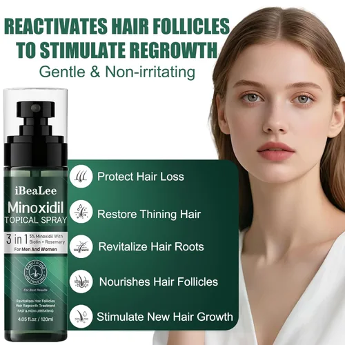 Miniatura 2 de 5% Minoxidil for Men & Women - Minoxidil Spray for Hair Growth with Biotin & Rosemary, Topical Treatment for Thinning Hair, Beard & Scalp, Extra