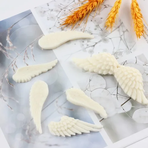Miniatura 5 de Mujiang Juego de 4 moldes de silicona con alas de ángel para decoración de pasteles, chocolate y caramelo, resina Estilo a