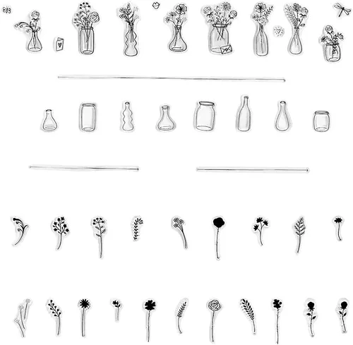 Miniatura 12 de 4 PCS Sellos Transparentes de Fondo de Pared para Hacer Tarjetas y Decoraciones de Álbumes de Fotos, Sellos de Goma Transparente de Pared