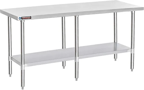 Miniatura 31 de DuraSteel Carrito de acero inoxidable NSF de 30 x 72 pulgadas, mesa de preparación de alimentos resistente con estante inferior, isla de cocina