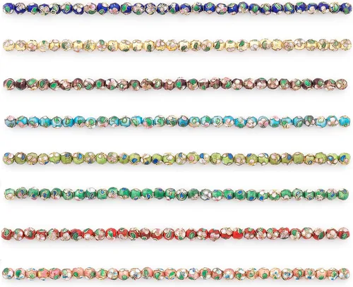 Expo International Cuentas clásicas de Cloisonne pintadas a mano, suministros versátiles para hacer joyas, cuentas vibrantes, paquete económico de