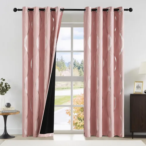 Miniatura 147 de NICETOWN Paneles de Cortinas Opacas para Dormitorio - Tratamiento de Ventanas con Aislamiento Térmico, Ojales Sólidos, Cortinas Opacas con Diseño