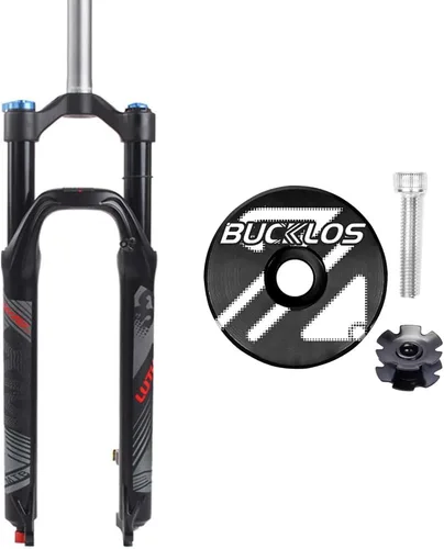 BUCKLOS Horquilla manual de suspensión de aire MTB QR de 29 pulgadas y tuerca de estrella de tapa superior