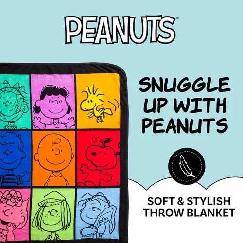 Miniatura 4 de Silver Buffalo Peanuts con Pig-Pen, Lucy, Woodstock, Schroeder, Charlie Brown, Snoopy, Sally, Peppermint Patty y Linus 45” x 60” Manta de Forro