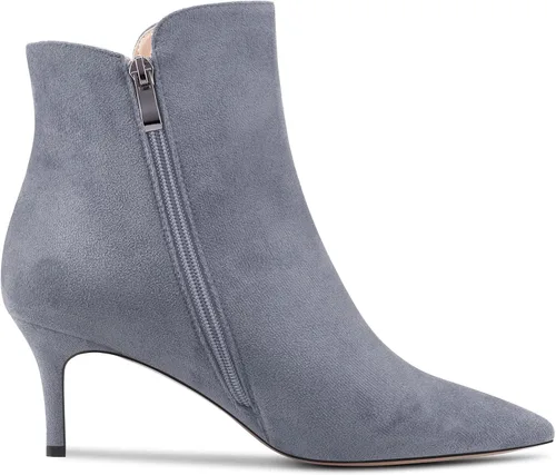 Miniatura 3 de Aachcol Botas de tobillo cortas para mujer, botines de punta puntiaguda, sin cordones, tacón medio, cremallera de gamuza de 2.5 pulgadas