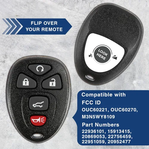 Miniatura 5 de KeylessOption Llavero de Reemplazo para 2007 2008 2009 2010 2011 2012 2013 2014 2015 2016 2017 Buick Cadillac Chevrolet Chevy GMC Saturn, Control