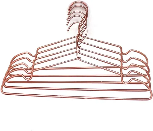 Miniatura 4 de Paquete de 30 perchas de metal de 16.5 pulgadas con alambre para ropa superior para ropa, ropa, abrigos, trajes, en acabado dorado cobre