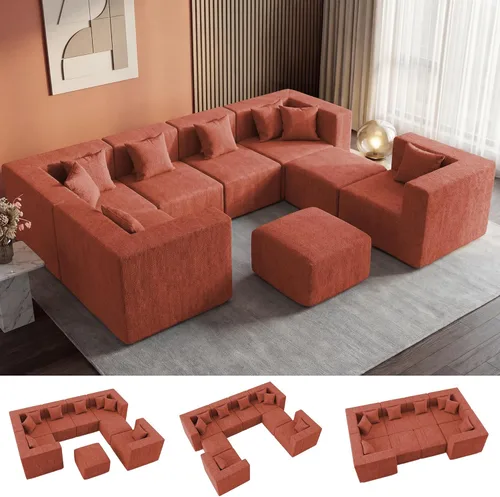 Miniatura 8 de MONVANE 55.5" Convertible Loveseat Sofa, 2-in-1 Boneless Sleeper Sofa Bed Futon Couch with Storage Pocket, Comfy Chenille Deep Seat Boneless Couch