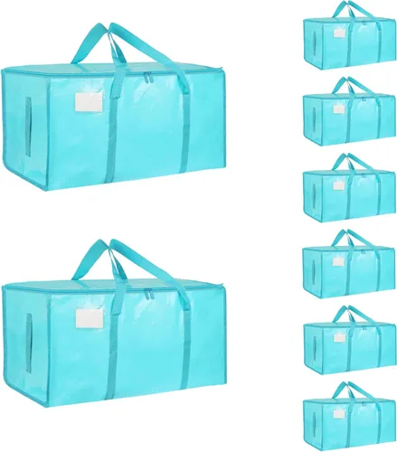 Miniatura 20 de Paquete de 4 bolsas de mudanza extra grandes y resistentes, bolsas de almacenamiento impermeables con asas y cremalleras, plegables para dormitorio