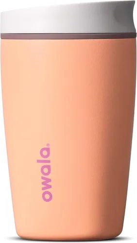 Miniatura 13 de Owala SmoothSip Slider - Vaso de café aislado de acero inoxidable, reutilizable, taza de café helado, taza de viaje para café caliente, sin BPA, 12