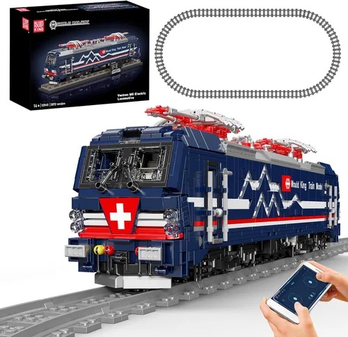 Mould King 12045 - Kit de modelo de tren, 3,072 piezas Vectron MS eléctrica de construcción de locomotora con pista, aplicación/control remoto,