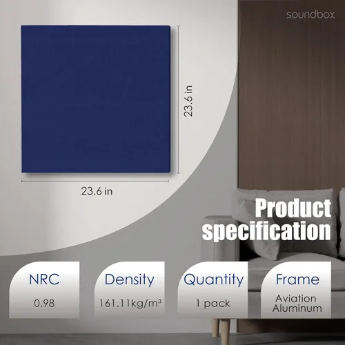 Miniatura 7 de Soundbox Paneles acústicos artísticos de 23.6 x 23.6 pulgadas, paneles de pared absorbentes de sonido, paneles decorativos para reducción de ruido