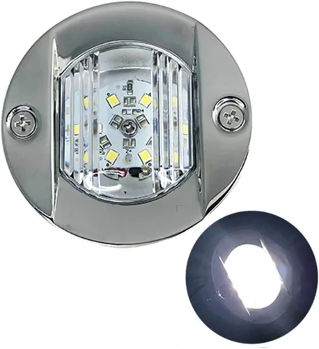 Miniatura 4 de Pactrade Marine Barco 3 pulgadas redondo popa interior luz LED popa ancla luz de acero inoxidable a prueba de salpicaduras montaje empotrado