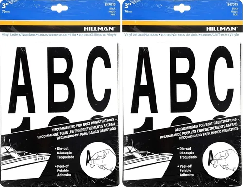 Hillman 847015 Kit de letras/números troquelados negros, 3 pulgadas (paquete de 2)