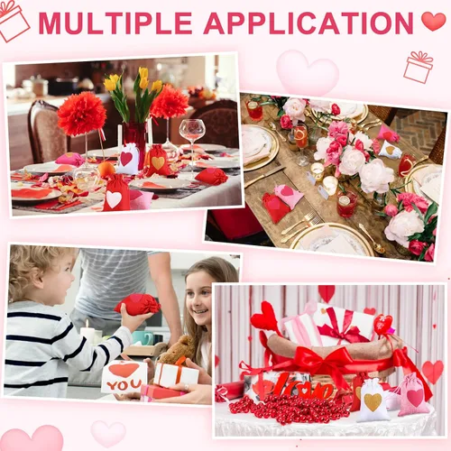 Miniatura 3 de 36 bolsas de arpillera de corazón para el día de San Valentín, 4 x 6 pulgadas, con cordón, pequeñas bolsas de joyería de lino, bolsas con cordón