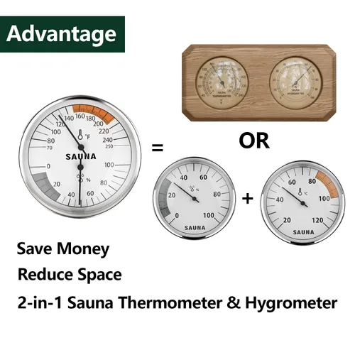 Miniatura 3 de Andelov - Termómetro e higrómetro de sauna – Rango de temperatura 70-250 °F, rango de humedad 0-100% para salas de vapor infrarrojos/de vapor