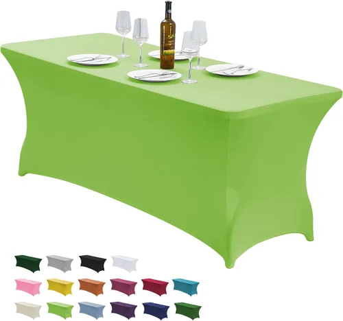 CWK - Funda de mesa de elastano elástica para mesas plegables rectangulares, resistente a las arrugas, elástico y protector de mantel de patio para