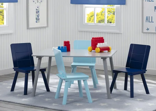 Miniatura 2 de Delta Children Conjunto de mesa y sillas para niños (4 sillas incluidas), gris/azul