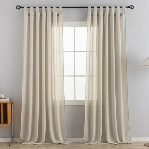Miniatura 16 de Cortinas semitraslúcidas de lino con pestaña superior, filtrantes de luz, elegantes cortinas y cortinas para sala de estar de 52 x 63 pulgadas