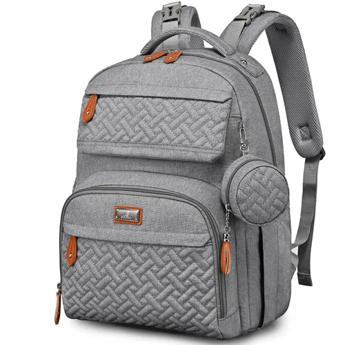 Miniatura 11 de BabbleRoo Mochila para pañales – Bolsa de pañales grande de viaje para bebé con cambiador, bolsas de bebé impermeables para mamá y papá, bolsas Rosa
