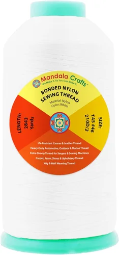 Miniatura 115 de Mandala Crafts - Hilo de nailon para coser cuero, tapicería, mezclilla y para trenzar el pelo; resistente, 1500 yardas, tamaño 69 T70 Marrón