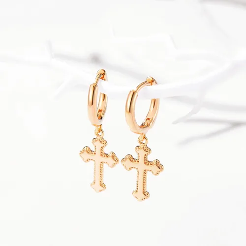 Miniatura 5 de VACRONA - Aretes tipo arracadas para mujer, chapados en oro de 14 quilates, diseño de aro de arracada