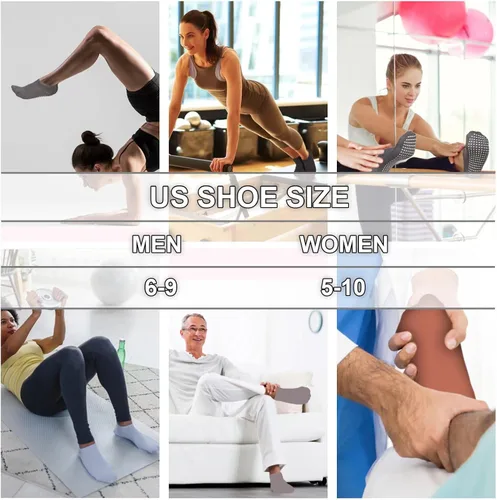 Miniatura 6 de Calcetines de yoga para mujer, calcetines antideslizantes con gel de agarre para el hogar, hospital, yoga, pilates, barras, ancianos, embarazo