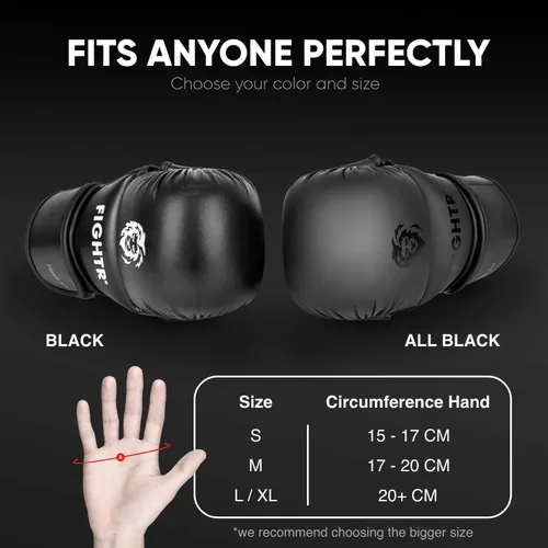 Miniatura 2 de FIGHTR® Guantes de combate MMA con el mejor ajuste para una máxima estabilidad con acolchado extra grueso para sparring, MMA, boxeo, kickboxing
