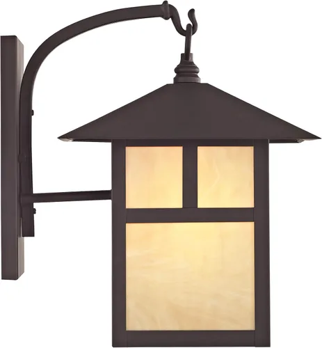 Miniatura 4 de Livex Lighting 2133-07 Montclair Mission - Farol de pared de latón macizo con acabado de bronce para exteriores con vidrio Tiffany iridiscente