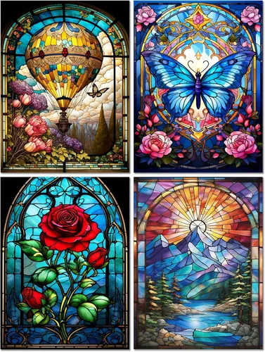 Miniatura 22 de Muzagroo Art Paquete de 4 Kits de Pinturas de Diamantes para Adultos Arte de Diamantes 5D DIY con Diamantes Redondos de Perforación Completa