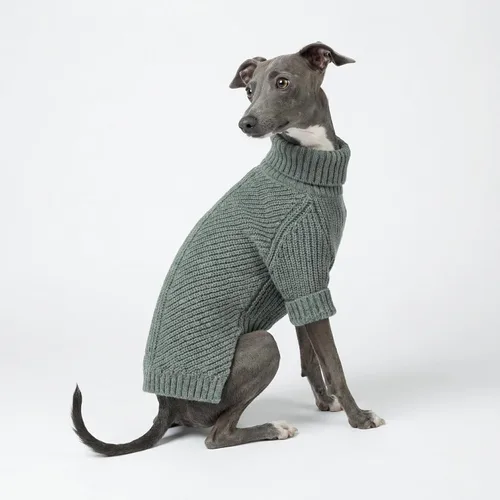 Miniatura 7 de Fitwarm - Suéter de cuello alto para perro, abrigo térmico de punto para mascotas, ropa de invierno para perros pequeños, ropa de gato, gris Gris