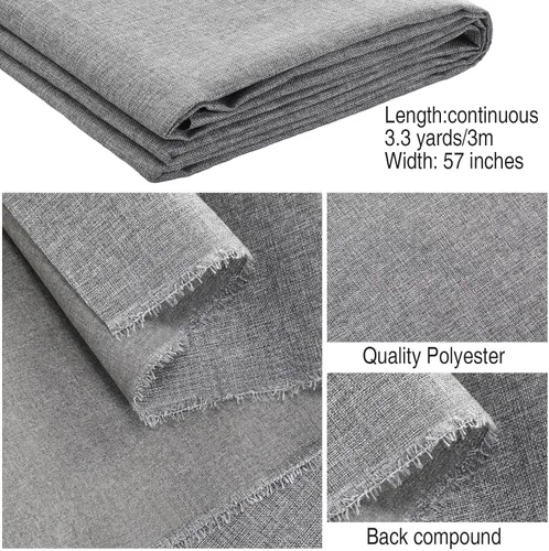 Miniatura 3 de The Yard - Tela de lino sintético gris de 57 pulgadas x 3.3 yardas, tela de tapicería gris para sofás, sillas, bases de somier, oculta el marco