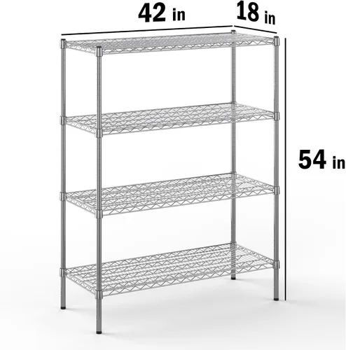 Miniatura 2 de Kit de estantería de alambre cromado de 4 niveles de 18 pulgadas de profundidad x 42 pulgadas de ancho x 54 pulgadas de alto Unidad de estante