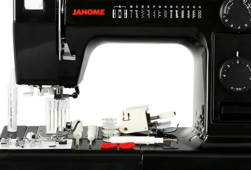 Miniatura 2 de Máquina de costura industrial con cuerpo de aluminio HD1000 edición en color negro con caída de 14 hileras, ojal de 4 pasos, enhebrador de agujas