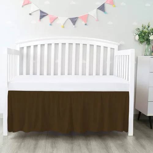Miniatura 19 de 100% algodón egipcio, cuna de guardería infantil (24 x 38 + 10 pulgadas), falda de cuna de 800 hilos con volantes para polvo, faldas de ropa de cama